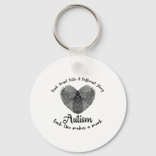 Funny Fingerprint Autism Each Print Tells A Differ Keychain