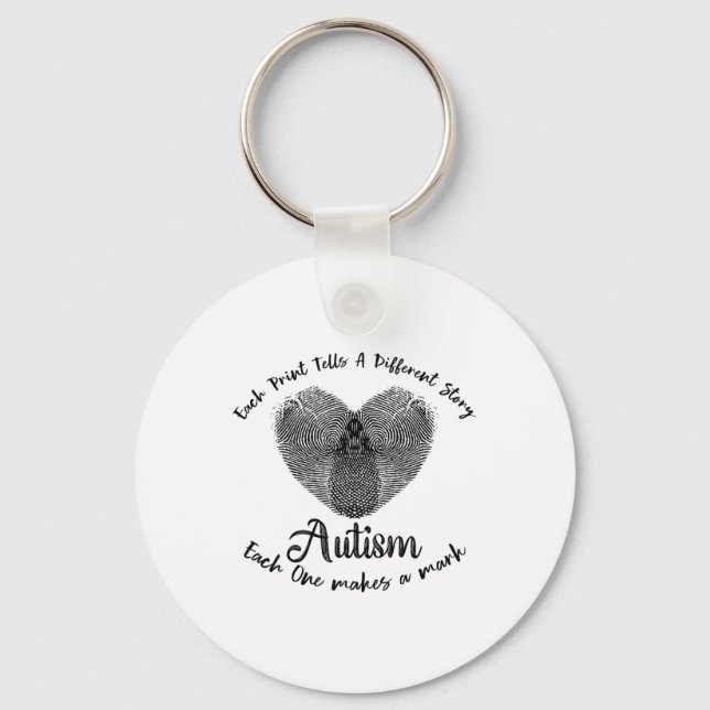 Funny Fingerprint Autism Each Print Tells A Differ Keychain (Front)