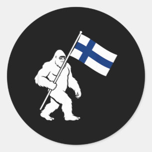 Funny Finnish Bigfoot Sasquatch Carrying Finland Classic Round Sticker