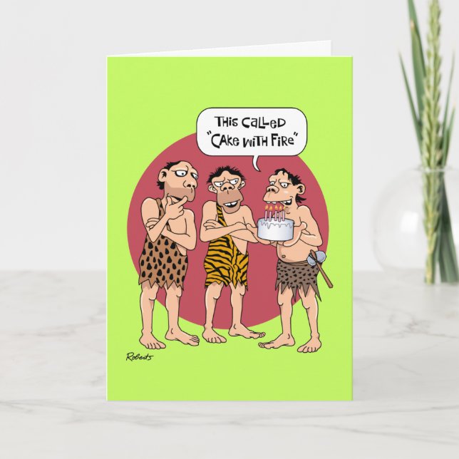 Funny "Fire Cake" Birthday Card (Front)