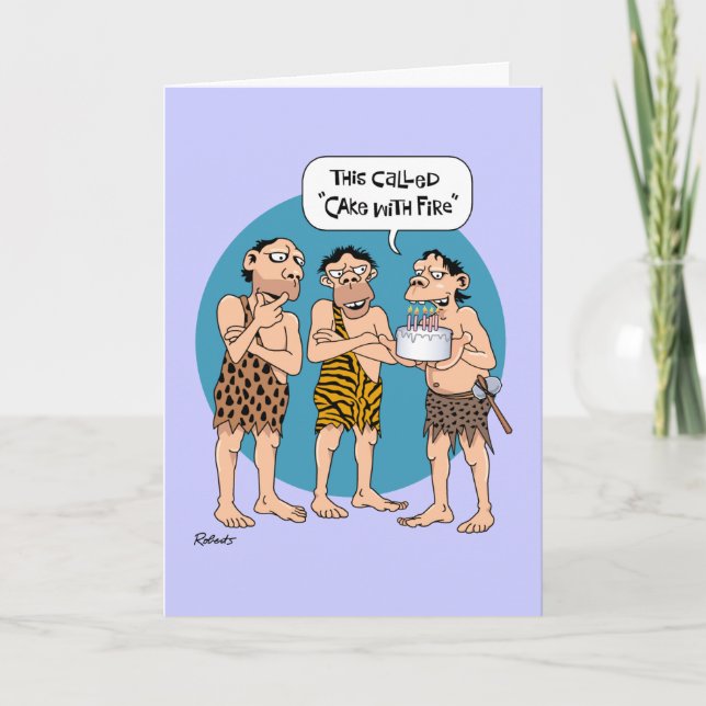 Funny "Fire Cake" Birthday Card (Front)