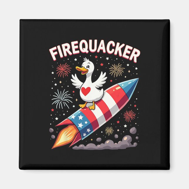 Funny Firecracker Duck Goose 4th Of July Patriotic Magnet (Front)