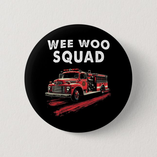 Funny Firefighter Art Fire Truck Fireman 2 Inch Round Button (Front)