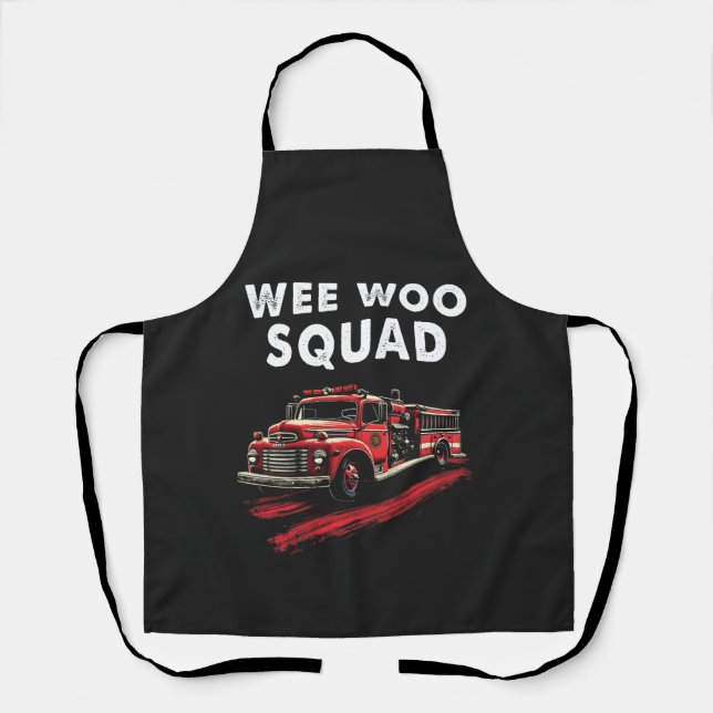 Funny Firefighter Art Fire Truck Fireman Apron (Front)