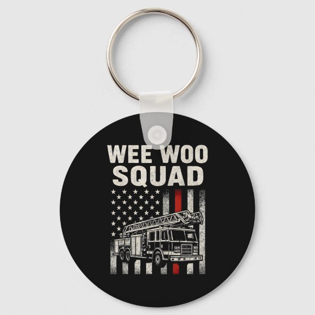 Funny Firefighter Art For Men Women Kids Fire Truc Keychain (Front)