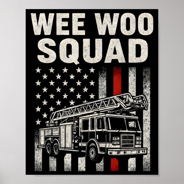 Funny Firefighter Art For Men Women Kids Fire Truc Poster (Front)