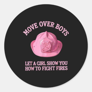 Funny Firefighter Art For Women Girls Fire Fighter Classic Round Sticker
