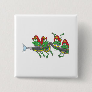 funny firefighter froggy frogs 2 inch square button