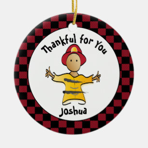 Funny Firefighter Gift - Thank You Fireman Ceramic Ornament