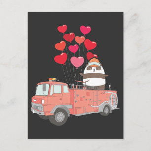 Funny Firefighter Panda Firetruck Cute Animal Postcard