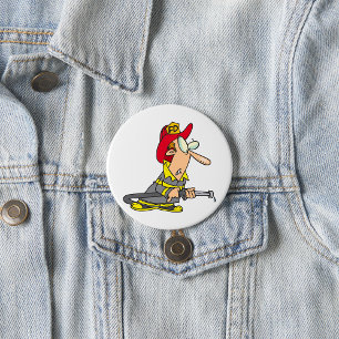 Funny Firefighter with Hose Emergency Responder  3 Inch Round Button