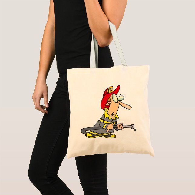 Funny Firefighter with Hose Emergency Responder  Tote Bag (Creator Uploaded)