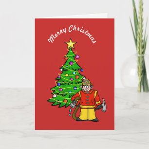 Funny Fireman Christmas Greeting Card