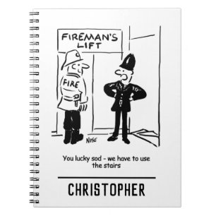 Funny Fireman Firefighter and Policeman Cartoon Notebook