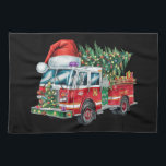 Funny Firetruck Santa Hat Christmas Tree Lights  Kitchen Towel<br><div class="desc">Funny Firetruck Santa Hat Christmas Tree Lights</div>
