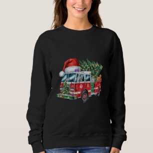 Funny Firetruck Santa Hat Christmas Tree Lights  Sweatshirt