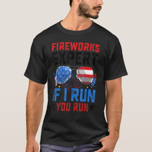 Funny Fireworks Expert US Flag 4th of July Men Wom T-Shirt