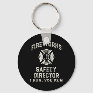 Funny Fireworks Safety Director Boom Squad Firefig Keychain