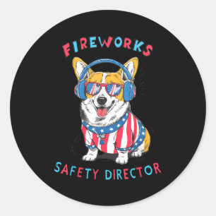 Funny Fireworks Safety Director Dog Technician Exp Classic Round Sticker