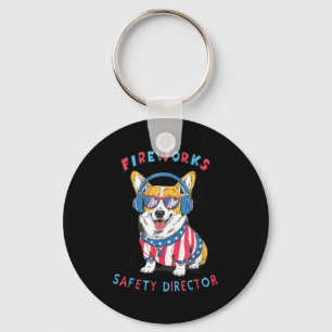 Funny Fireworks Safety Director Dog Technician Exp Keychain