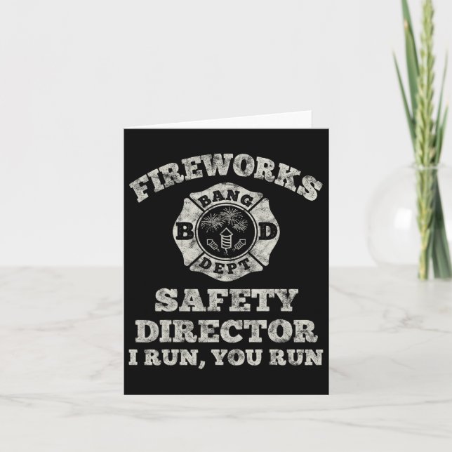 Funny Fireworks Safety Director Firefighter Americ Card (Front)