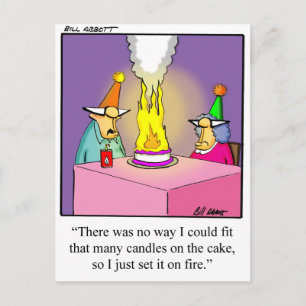 Funny Firey Birthday Cake Postcard