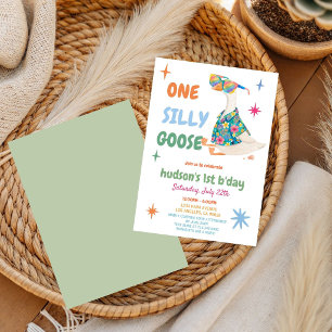 funny First Birthday summer one silly goose Invitation