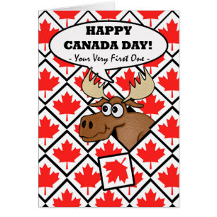 Funny First Canada Day, Moose with Maple Tiles