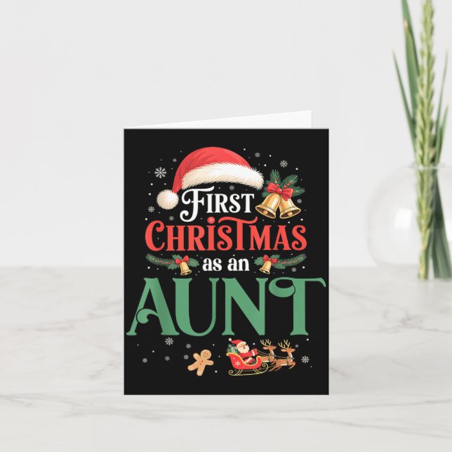 Funny First Christmas As An Aunt Matching Family X Card (Front)