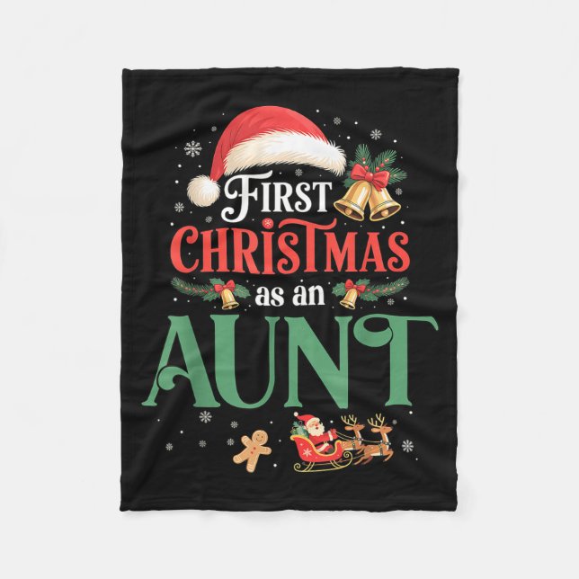 Funny First Christmas As An Aunt Matching Family X Fleece Blanket (Front)