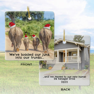 Funny First Christmas New Home Photo Elephants  Ceramic Ornament