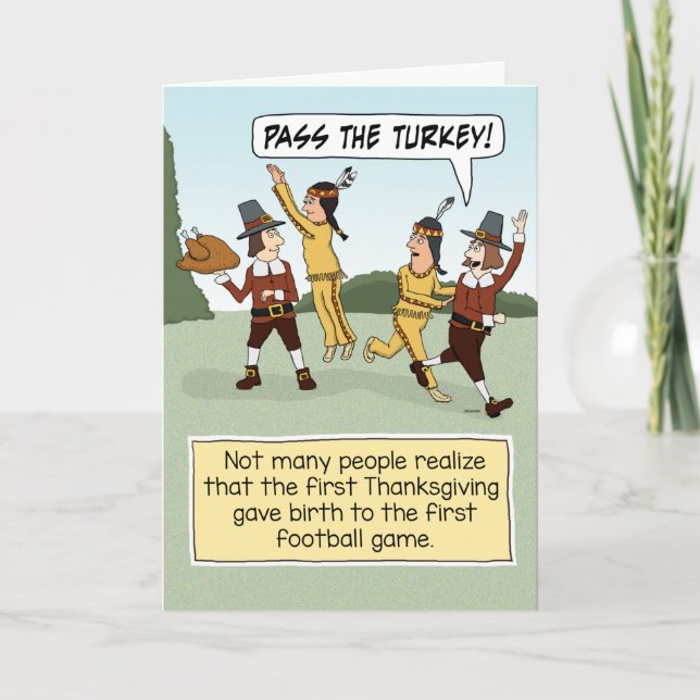 Funny First Thanksgiving Football Game Holiday Card (Front)
