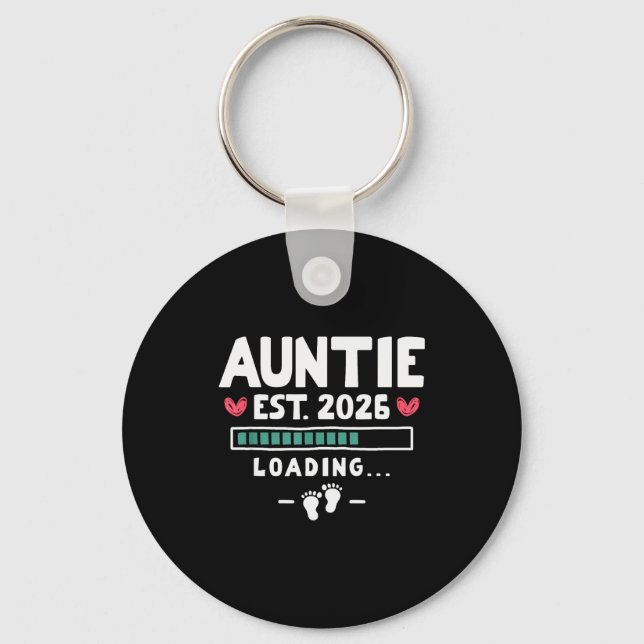 Funny First Time Aunt Baby Announcement - Auntie E Keychain (Front)