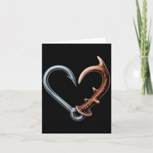 Funny fisching hook antler heart for hunting card