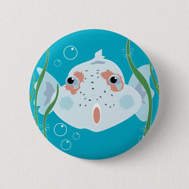 Funny Fish 2 Inch Round Button (Front)