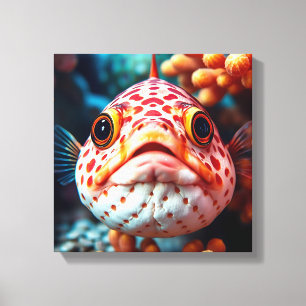 Funny Fish and Coral Close  Canvas Print