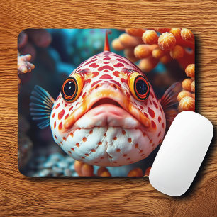Funny Fish and Coral Close  Mouse Pad