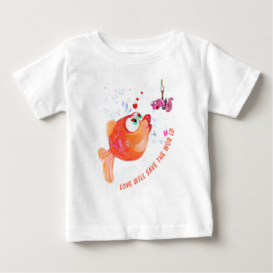 Funny Fish and Worm Baby T-Shirt