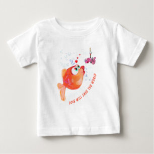 Funny Fish and Worm Baby T-Shirt