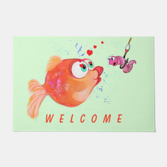 Funny Fish and Worm Doormat (Front)