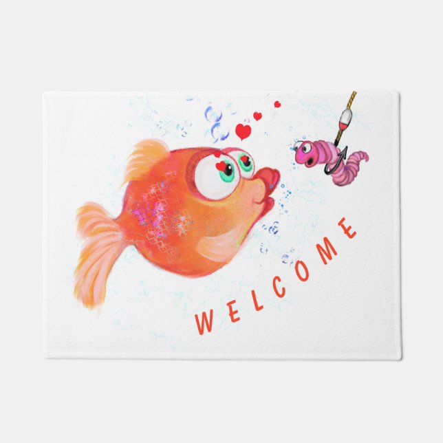 Funny Fish and Worm Doormat (Front)