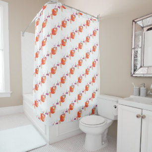Funny Fish and Worm Love Cartoon Shower Curtain