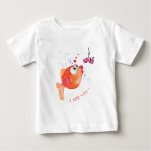Funny Fish and Worm Love is Blind Baby T-Shirt