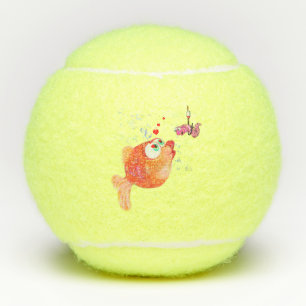 Funny Fish and Worm Love Romantic Cartoon Drawing  Tennis Balls