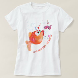 Funny Fish and Worm T-Shirt - Custom Text