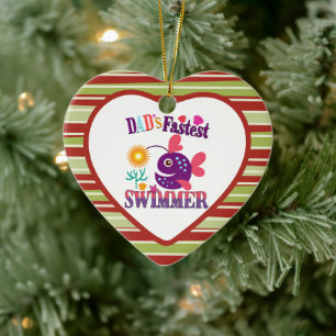 Funny fish baby joke dad's fastest swimmer ceramic ornament