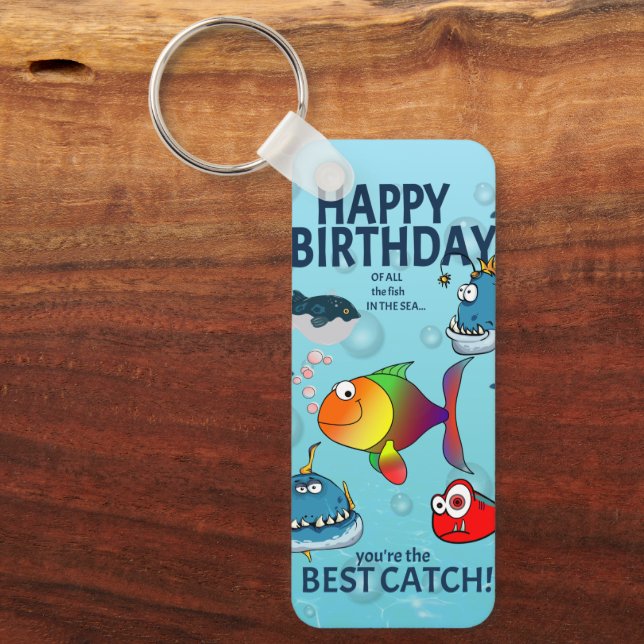 Funny Fish Birthday Keychain (Front)