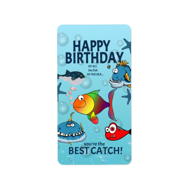 Funny Fish Birthday Label (Front)