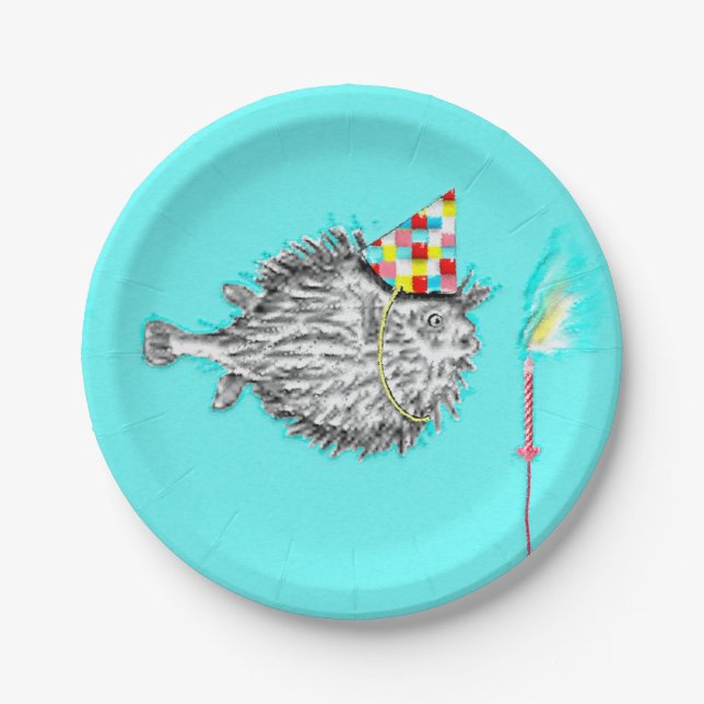Funny Fish Birthday Paper Plate (Front)