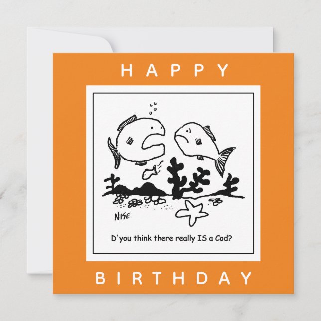 Funny Fish Cartoon. Fishermen Card (Front)